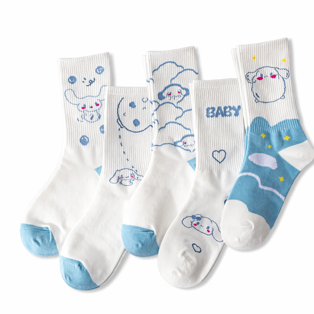 Sweet Puppy Sock Sets for Kawaii Enthusiasts 5pcs Set 8