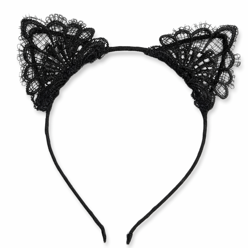 Lacy Cat Ear Headband with Black Lace Embellishments Default Title