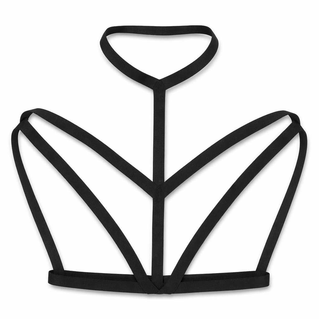 Chic Y Pattern Chest Harness with Elegant Stretchy Straps M