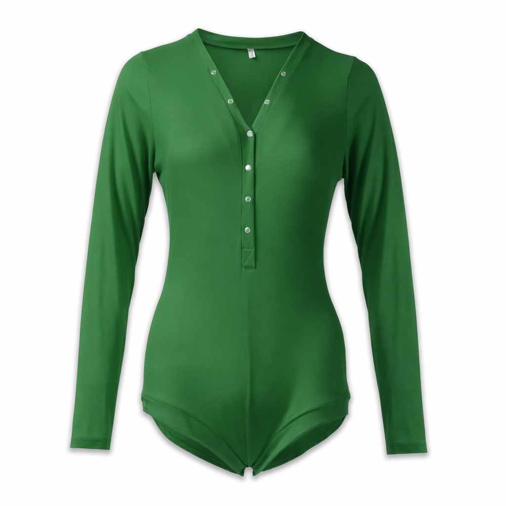 Adult Onesie with Soft Fabric and Secure Snap Closures in Various Colors Green