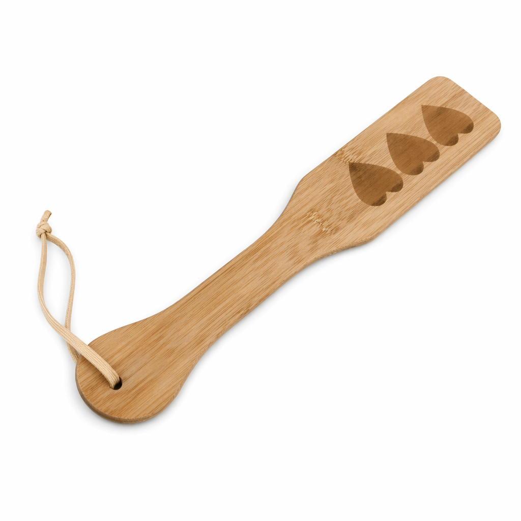 Bamboo Paddle with Heart Accents and Hanging Rope Default Title