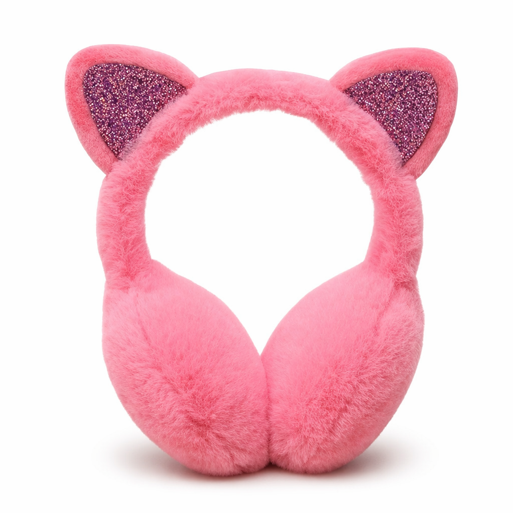 Cute Pastel Cat Ear Ear Muffs for Winter Comfort Magenta