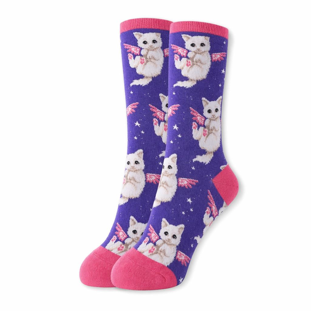 Vibrant Angel Kitten Socks for Kawaii Fashion Lovers Seagull
