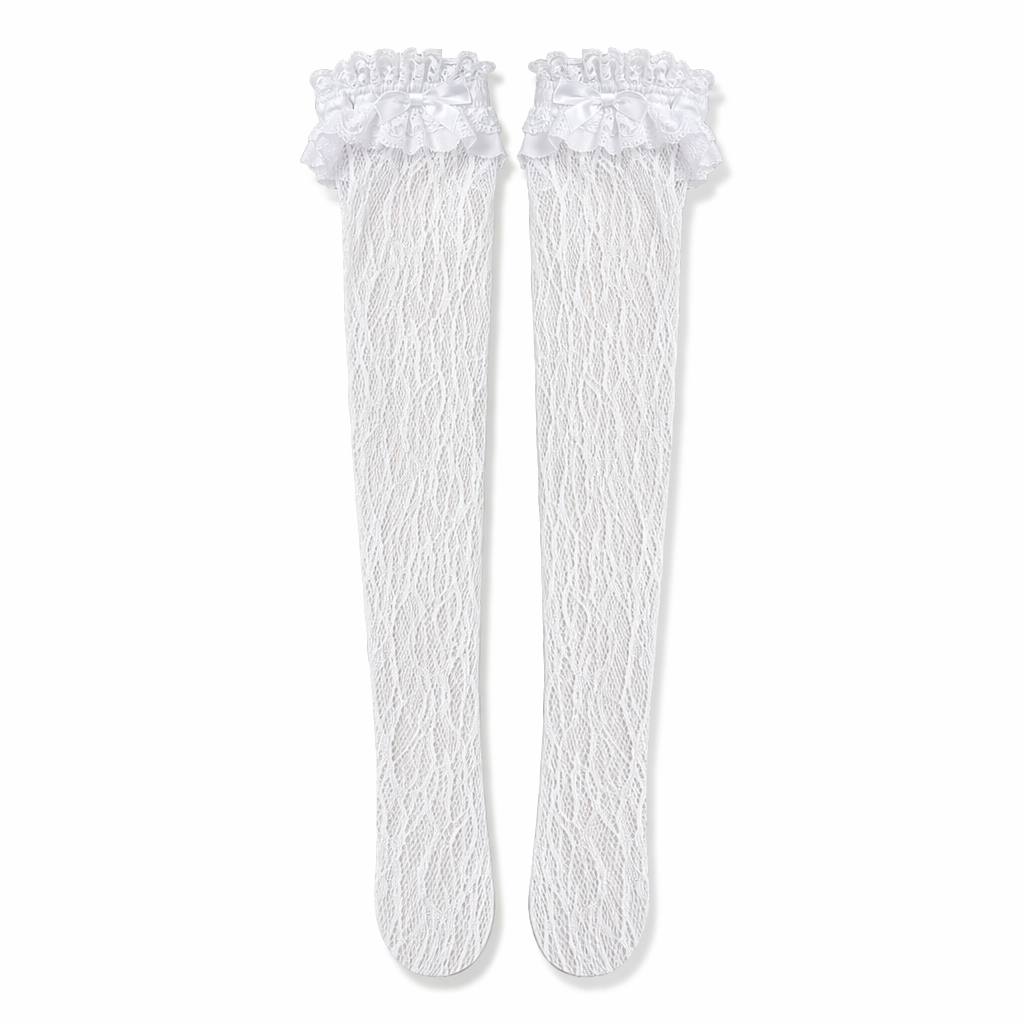 Kawaii Lace Heart and Ribbon Stockings for a Cute Style Upgrade Plain White Lace