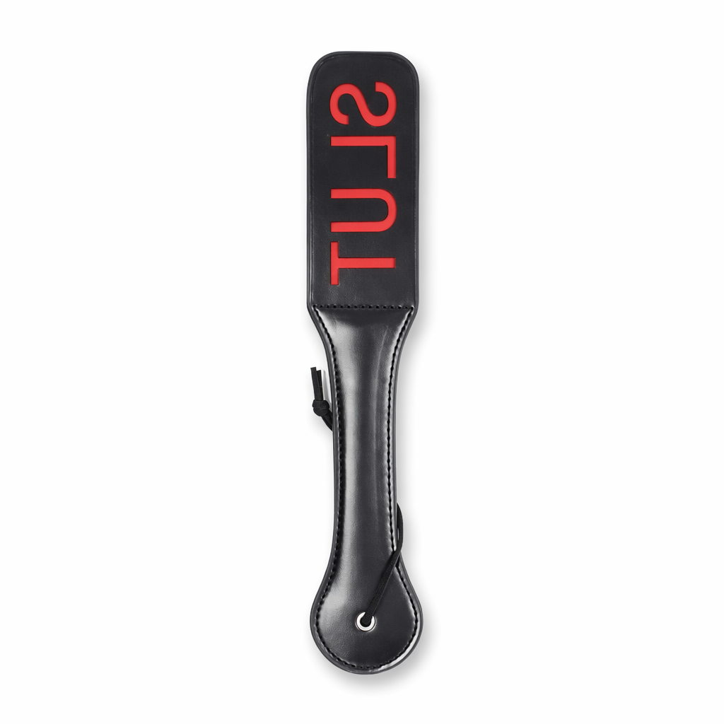 Luxurious Black and Red Vegan Leather Naughty Paddle in New Condition Slut