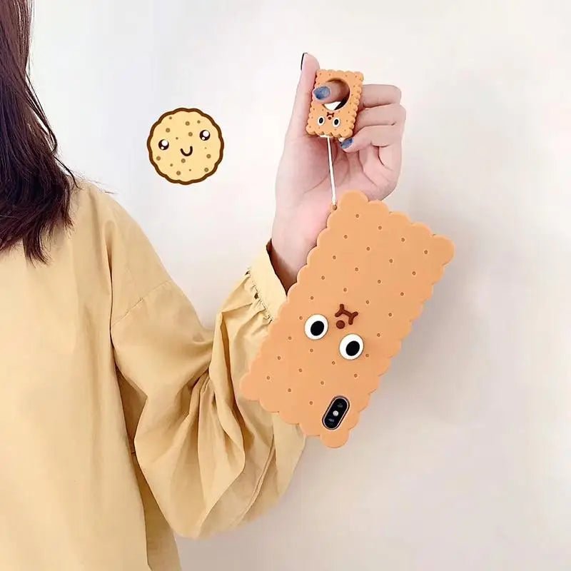 Adorable 3D Cookie Biscuit Phone Case in Brown and Beige Shades - Cosparty