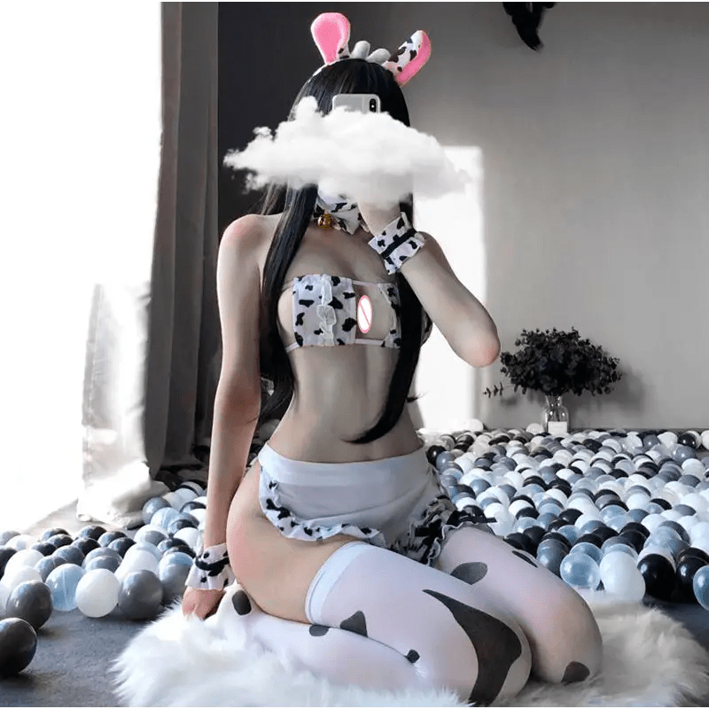 Adorable Baby Cow Lingerie Cosplay Set for Fun Dress - Up - Cosparty