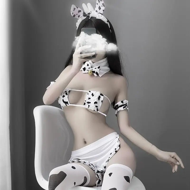 Adorable Baby Cow Lingerie Cosplay Set for Fun Dress - Up - Cosparty