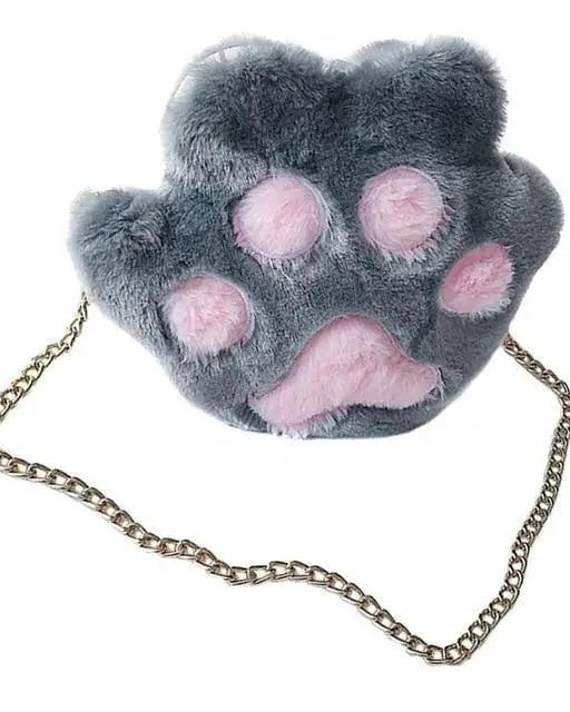 Adorable Furry Kitty Cat Paw Handbag in Vegan Fur - Cosparty