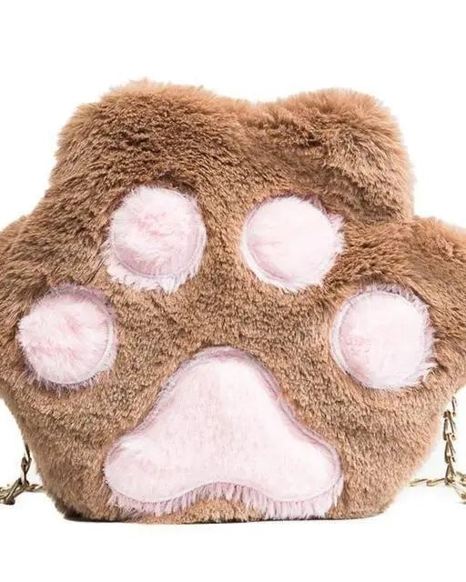 Adorable Furry Kitty Cat Paw Handbag in Vegan Fur - Cosparty