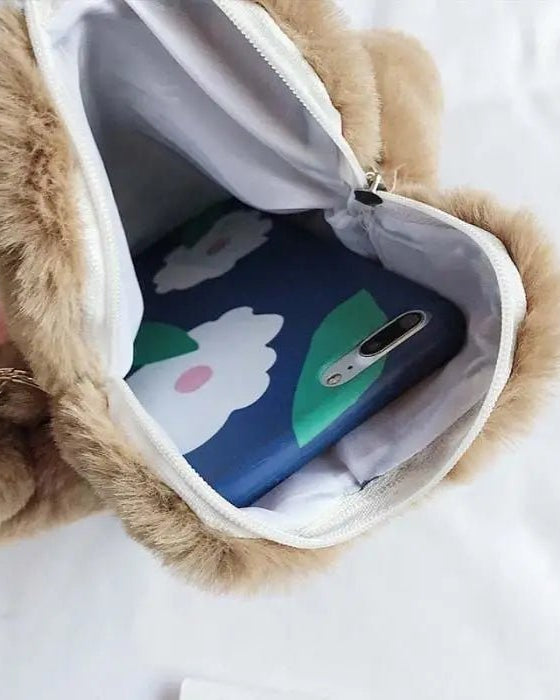 Adorable Furry Kitty Cat Paw Handbag in Vegan Fur - Cosparty