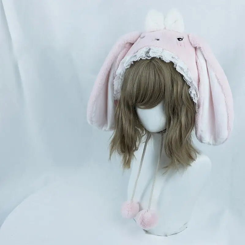 Adorable Fuzzy Bunny Ear Plush Hat for a Whimsical Winter Look - Cosparty