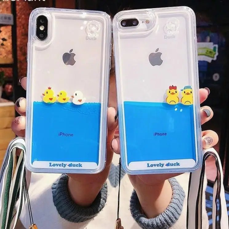 Adorable Liquid Infused Swimming Ducky iPhone Case - Cosparty