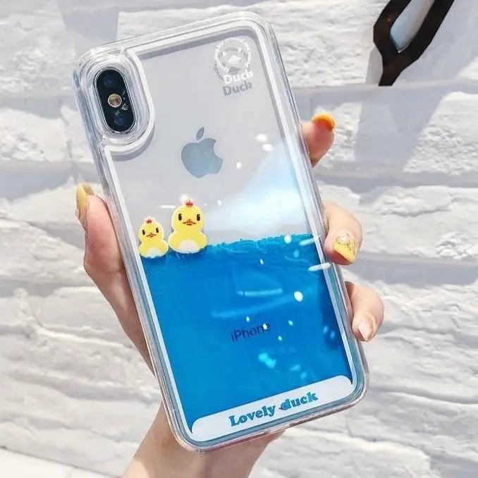 Adorable Liquid Infused Swimming Ducky iPhone Case - Cosparty