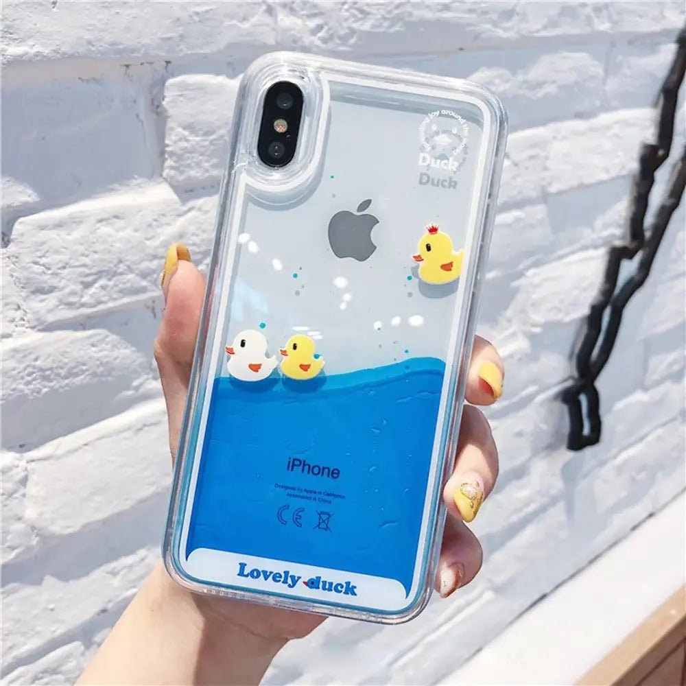 Adorable Liquid Infused Swimming Ducky iPhone Case - Cosparty