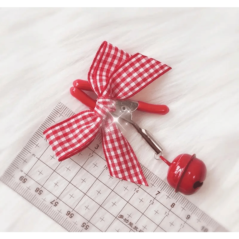Adorable Nipple Clamps with Jingly Bells and Plaid Ribbons - Cosparty