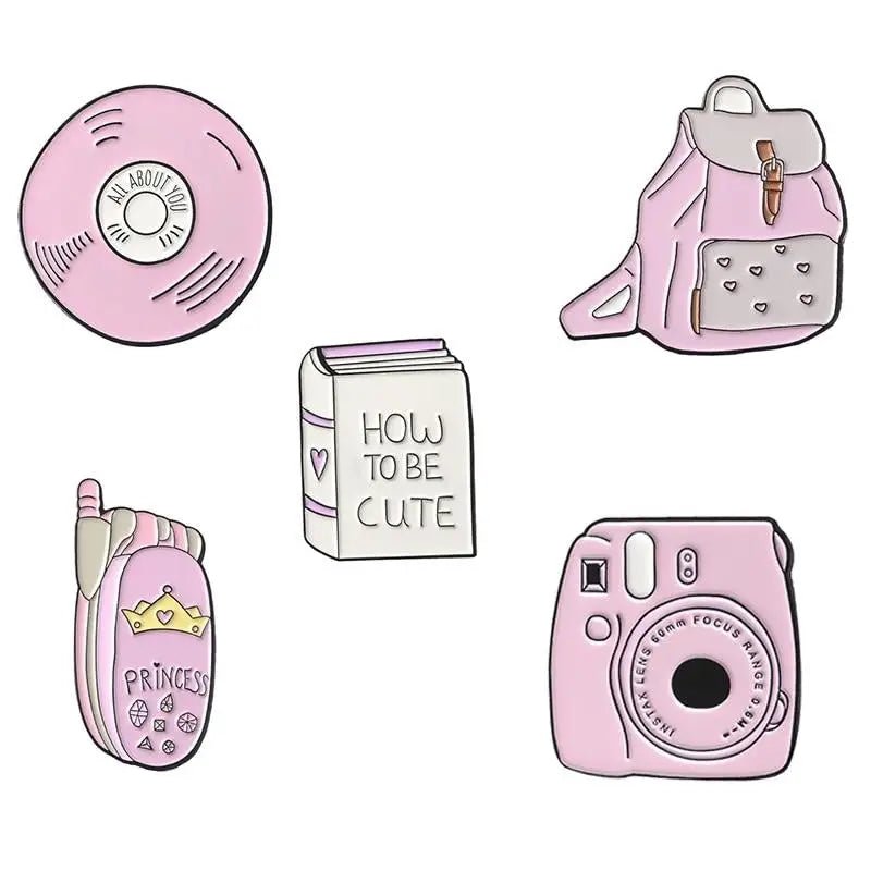 Adorable Pink Princess Pin Set Featuring 90s and 2000s Nostalgia - Cosparty