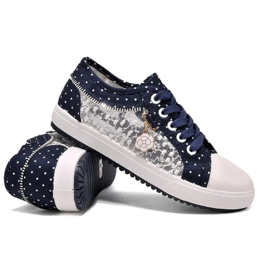 Adorable See - Through Lace Polkadot Sneakers for Youthful Style - Cosparty