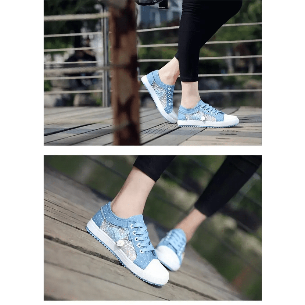 Adorable See - Through Lace Polkadot Sneakers for Youthful Style - Cosparty