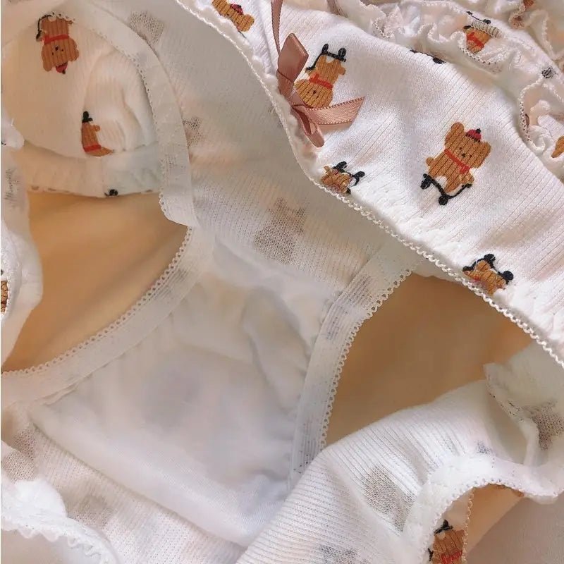 Adorable Teddy Bear Lingerie Set with Ruffles and Soft Cotton Fabric - Cosparty
