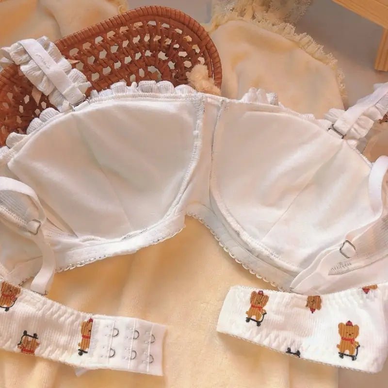 Adorable Teddy Bear Lingerie Set with Ruffles and Soft Cotton Fabric - Cosparty