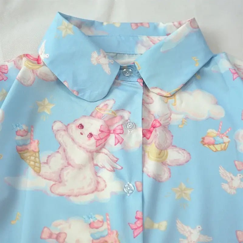 Angel Bunny Button - Up for Ultimate Kawaii Comfort and Irresistible Cuteness - Cosparty