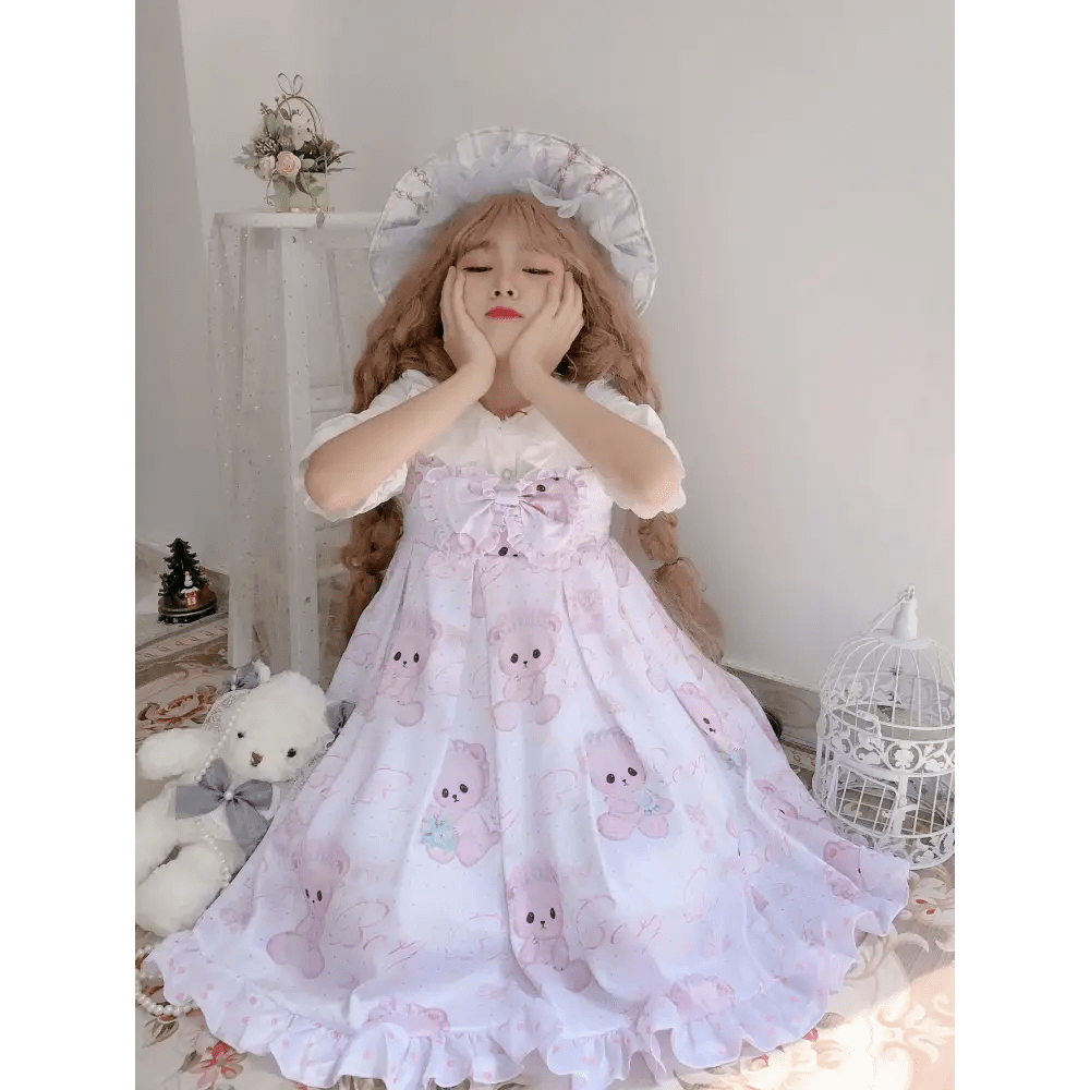 Angelic Baby Teddy Bear Lolita Dress for Pastel Princesses - Cosparty