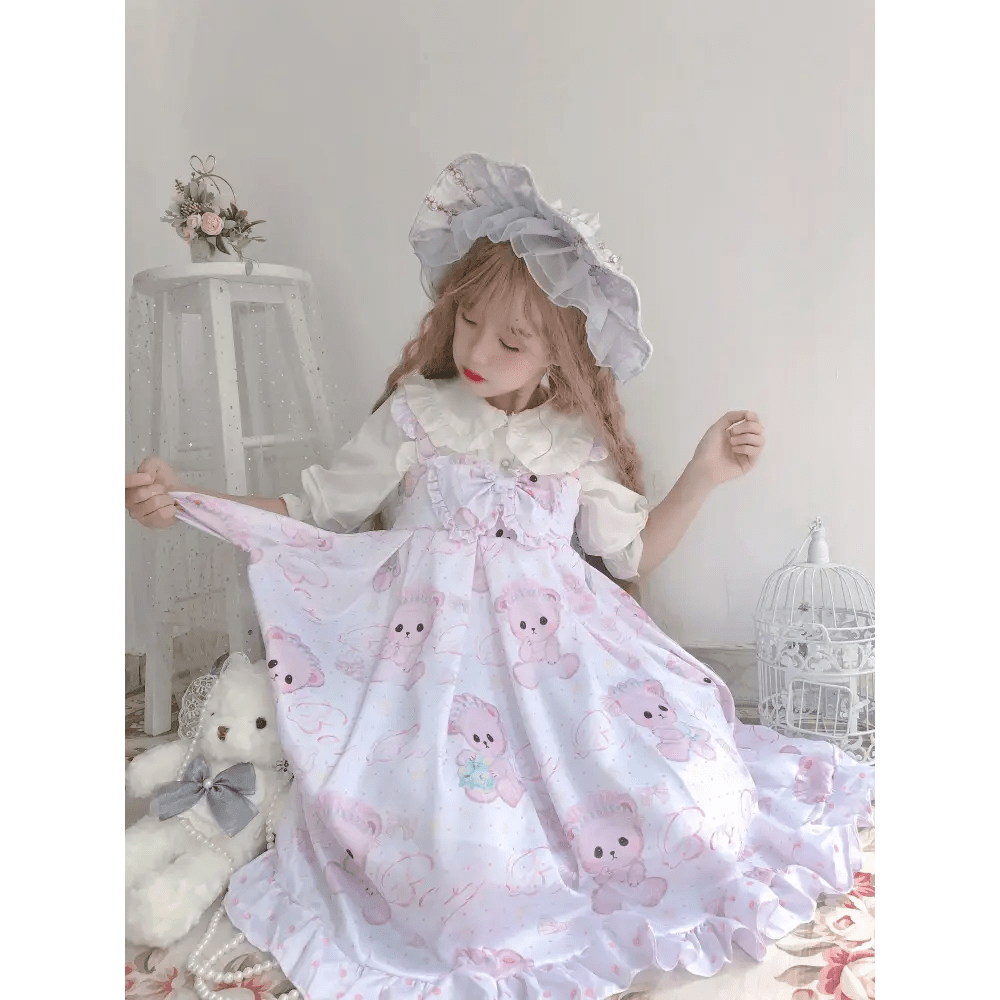 Angelic Baby Teddy Bear Lolita Dress for Pastel Princesses - Cosparty