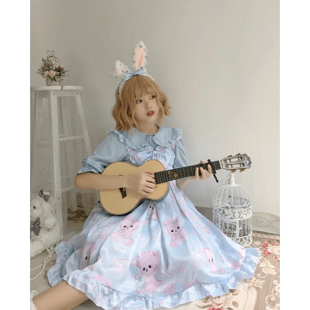 Angelic Baby Teddy Bear Lolita Dress for Pastel Princesses - Cosparty