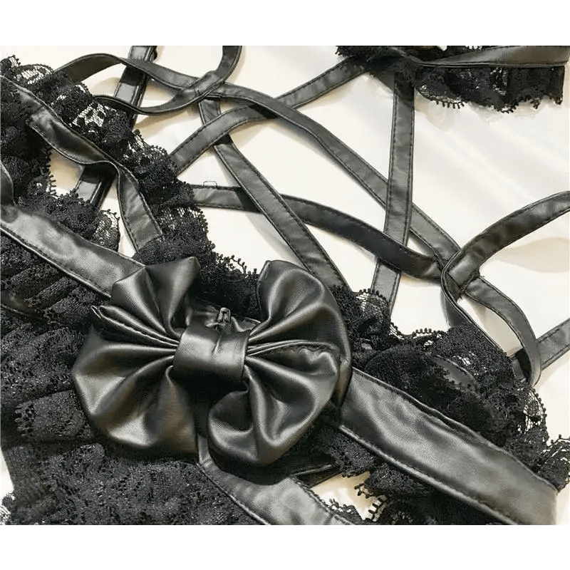 Anime Inspired Lingerie Set with Bat Wings and Vegan Leather Accents - Cosparty