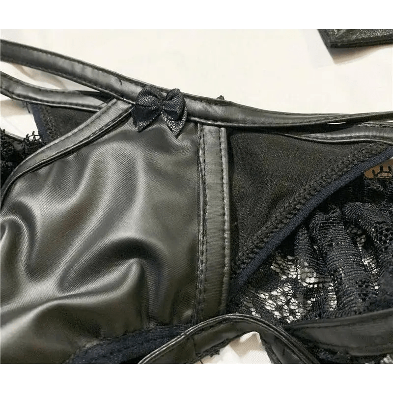 Anime Inspired Lingerie Set with Bat Wings and Vegan Leather Accents - Cosparty