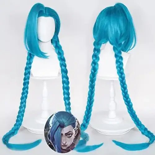 Arcane League of Legends Jinx Cosplay Blue Braid Wig - Cosparty