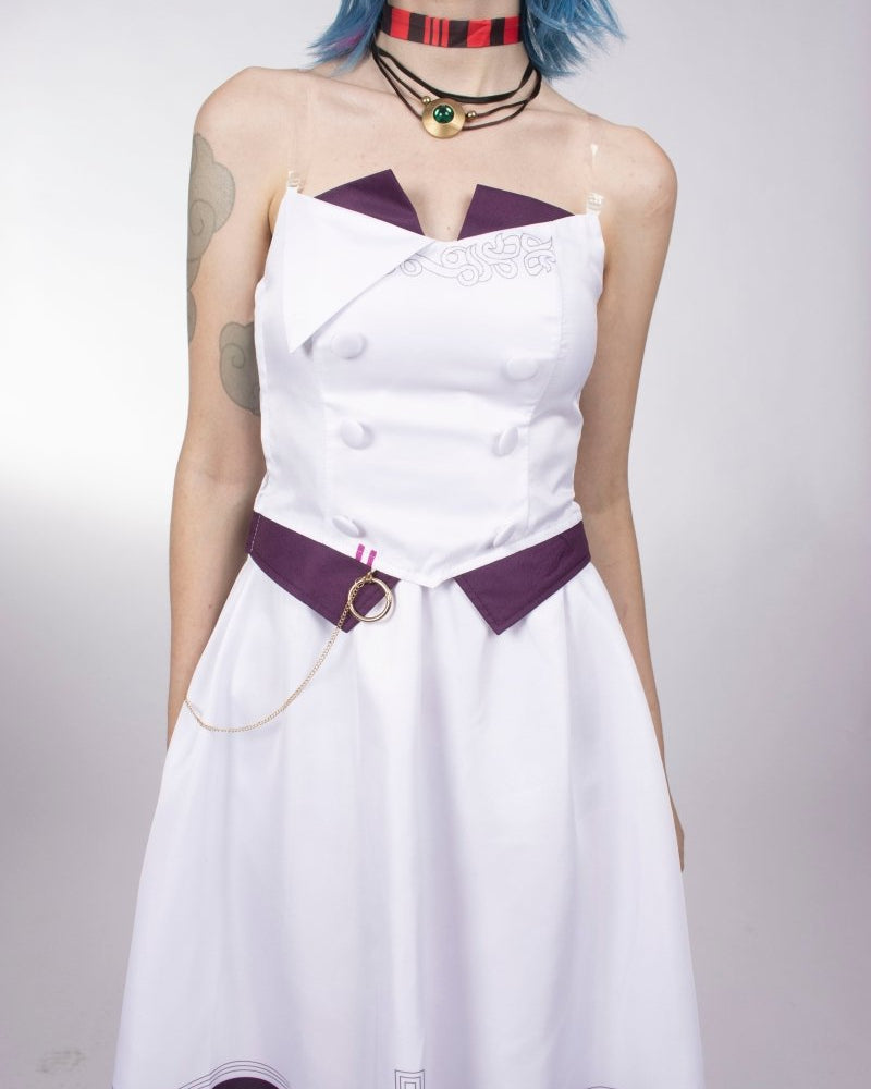 Arcane Season 2 AU Powder White Dress Cosplay Costume - Cosparty