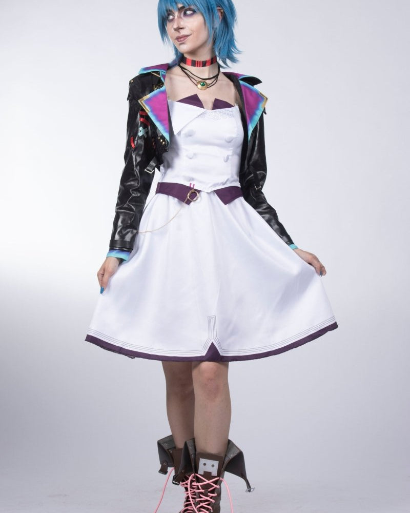 Arcane Season 2 AU Powder White Dress Cosplay Costume - Cosparty