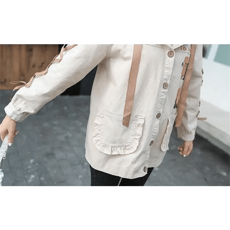 Avocado Teddy Bear Windbreaker Coat for Spring and Fall - Cosparty