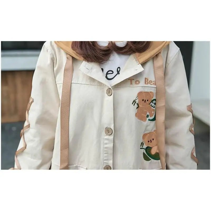 Avocado Teddy Bear Windbreaker Coat for Spring and Fall - Cosparty