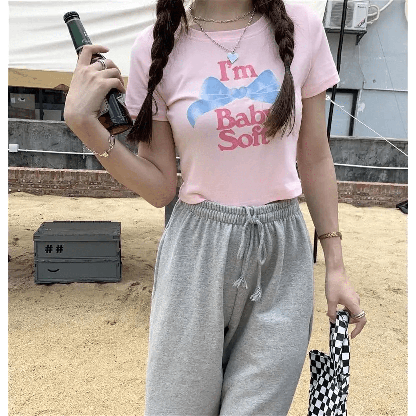 Baby Oil Inspired Pink I'm Baby Soft Crop Top - Cosparty