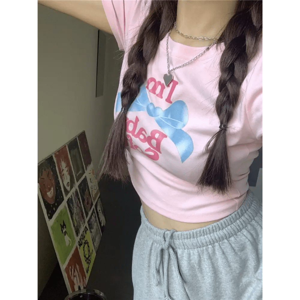 Baby Oil Inspired Pink I'm Baby Soft Crop Top - Cosparty