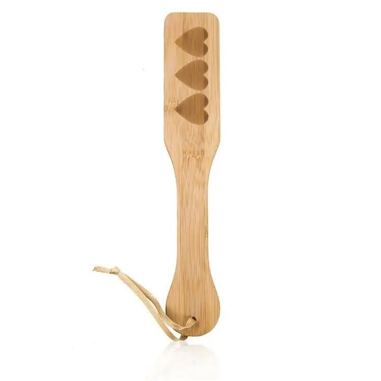 Bamboo Paddle with Heart Accents and Hanging Rope - Cosparty