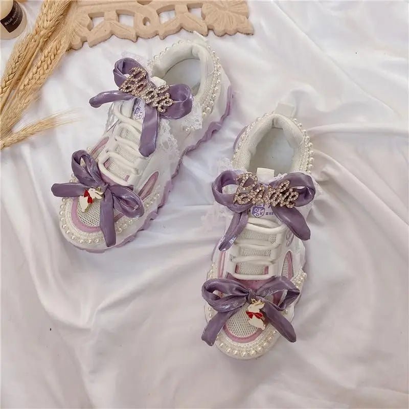 Barbie Harajuku Purple and White Lolita Sneakers - Cosparty