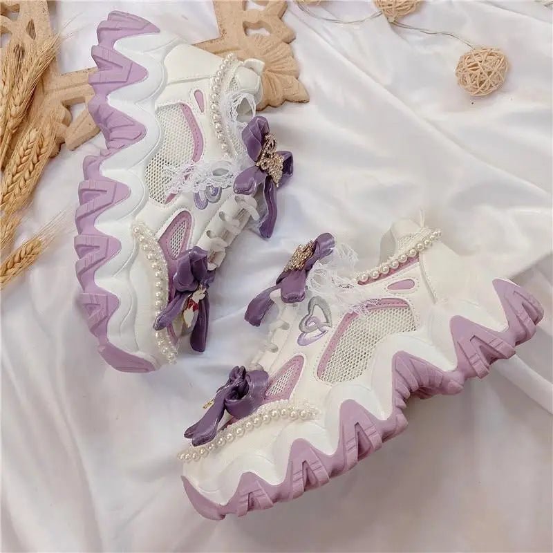 Barbie Harajuku Purple and White Lolita Sneakers - Cosparty