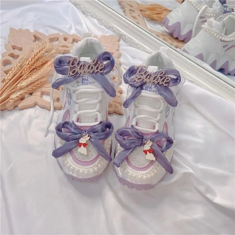 Barbie Harajuku Purple and White Lolita Sneakers - Cosparty