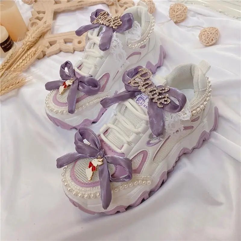 Barbie Harajuku Purple and White Lolita Sneakers - Cosparty