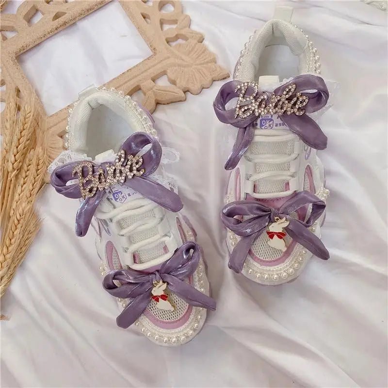 Barbie Harajuku Purple and White Lolita Sneakers - Cosparty