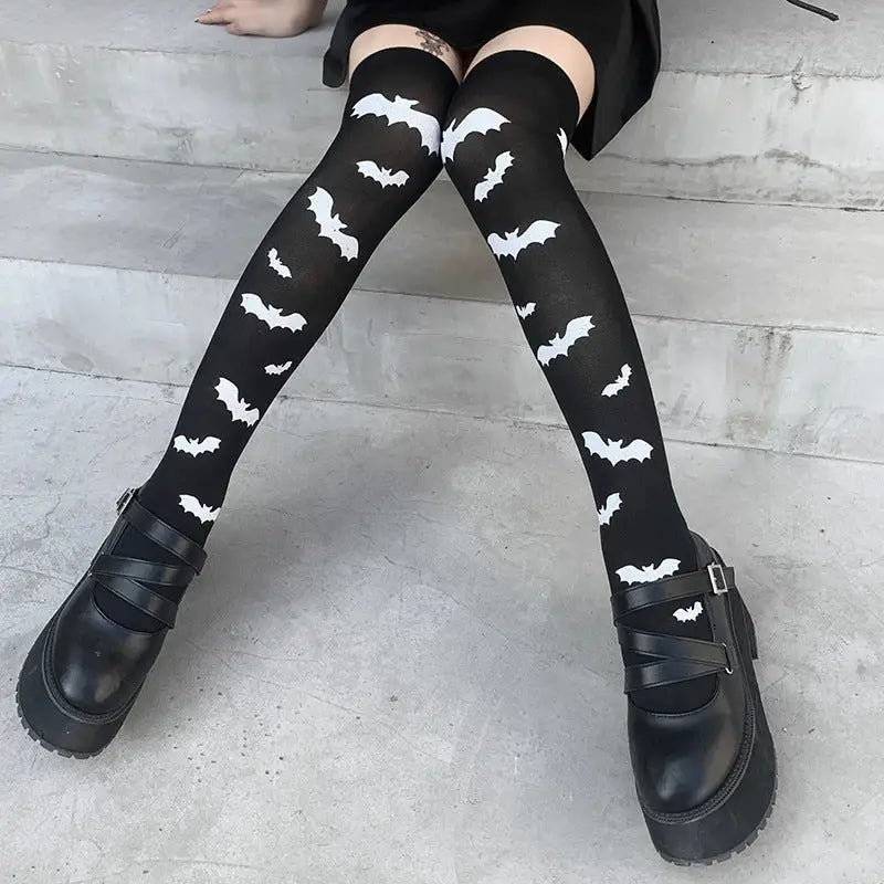 Bat Over - the - Knee Stockings for Spooky Cute Style - Cosparty