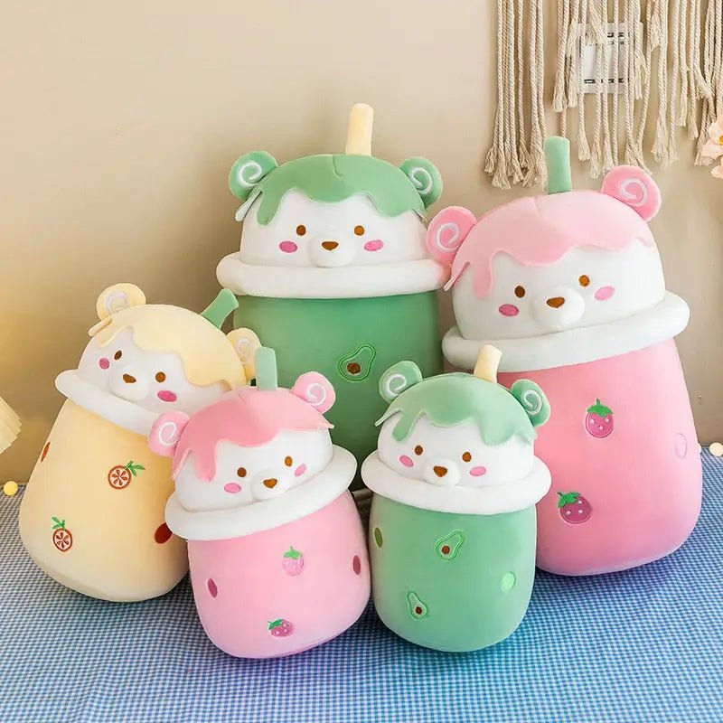 Beary Boba Plush Toys in Strawberry, Pineapple, and Avocado Flavors - Cosparty