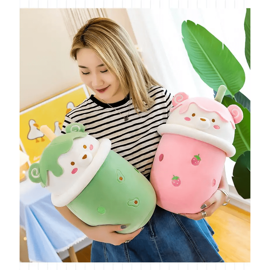 Beary Boba Plush Toys in Strawberry, Pineapple, and Avocado Flavors - Cosparty