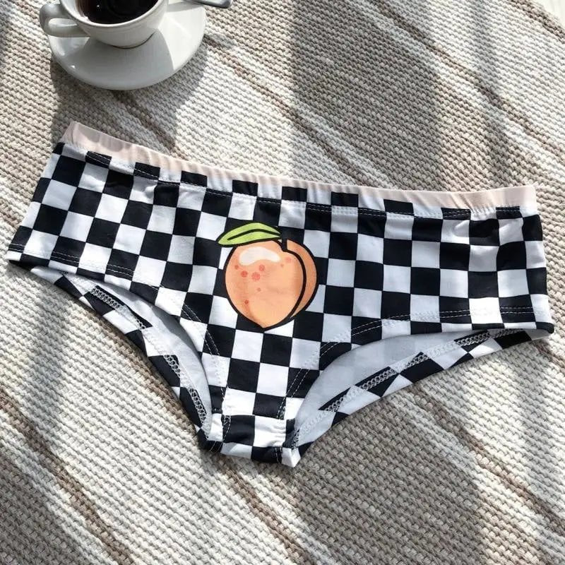 Beautiful Checkerboard Peach Panties for Kawaii Babes - Cosparty