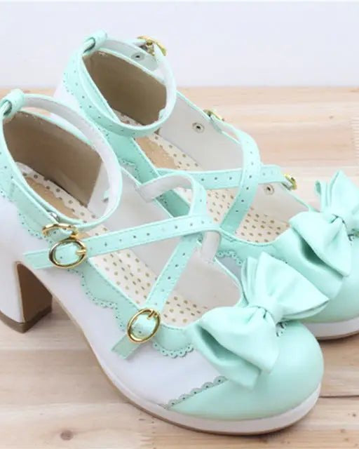 Beautiful Sweet Lolita Heels with Pearls and Bows - Cosparty