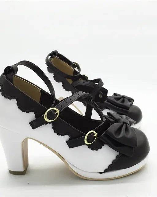 Beautiful Sweet Lolita Heels with Pearls and Bows - Cosparty